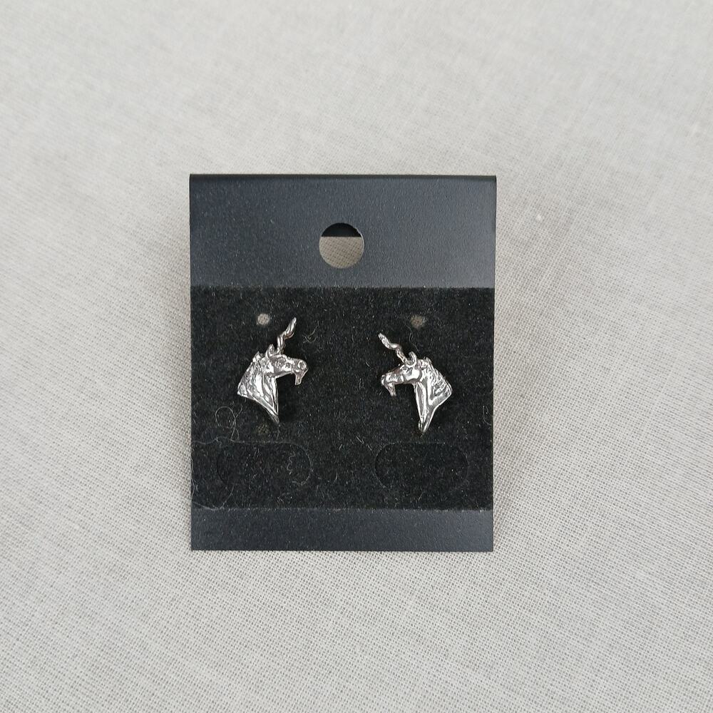 Small Unicorn Stud Earrings 0.5" surgical steel silver pewter mythical whimsey - Picture 2 of 12